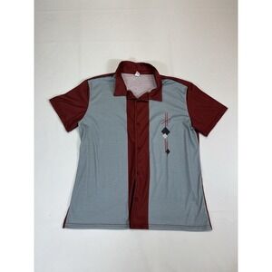 Chicyea Mens Shirt‎ Short Sleeve Button Down Size XL Bowling Retro Stretch